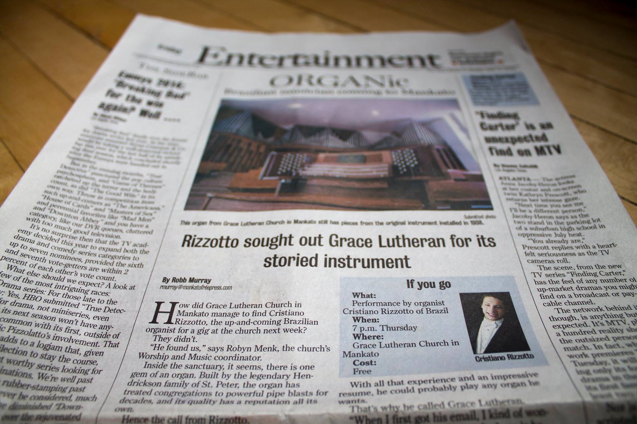 Book Cristiano for a concert at your parish! Now scheduling for 2016 and beyond! ORGANic-Brazilian-musician-coming-to-Mankato-MN-Cristiano-Rizzotto