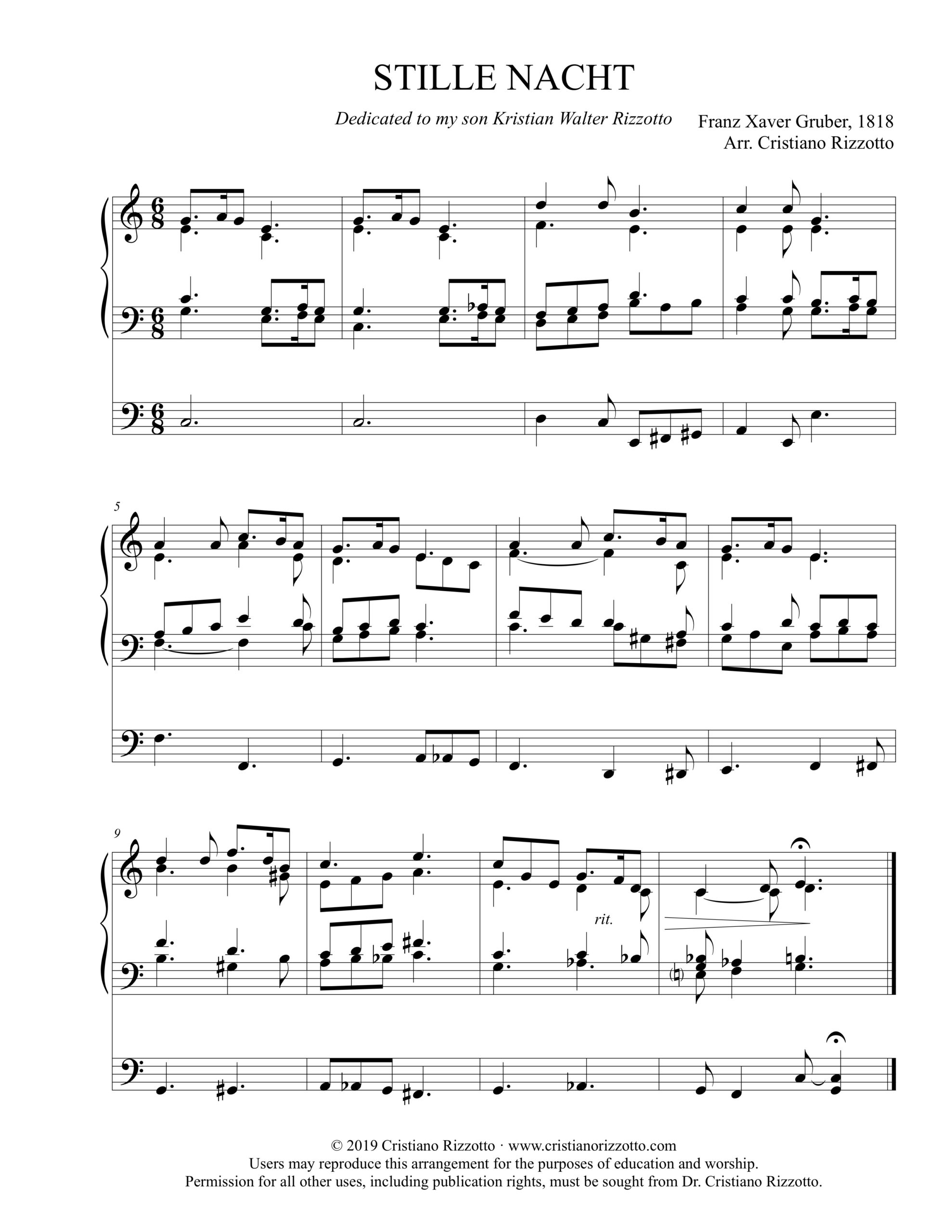 STILLE NACHT Hymn Reharmonization, Arrangement by Dr. Cristiano Rizzotto (Dr. Kris Rizzotto)