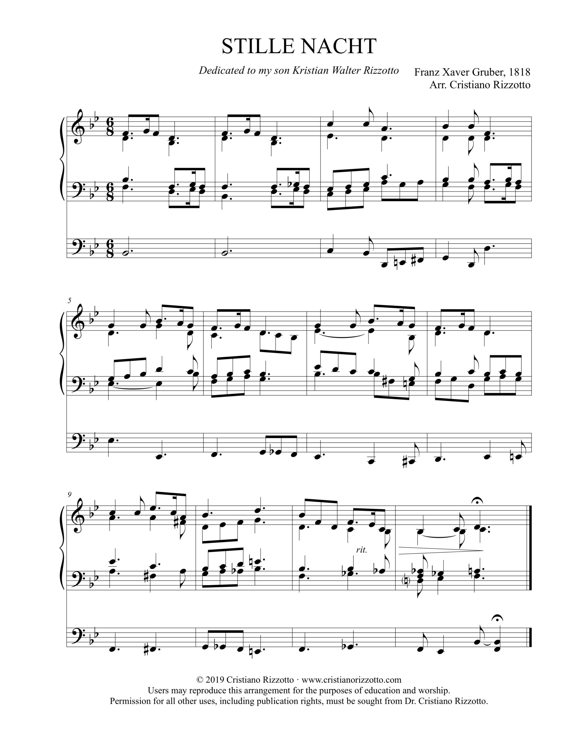 STILLE NACHT Hymn Reharmonization, Arrangement by Dr. Cristiano Rizzotto (Dr. Kris Rizzotto)