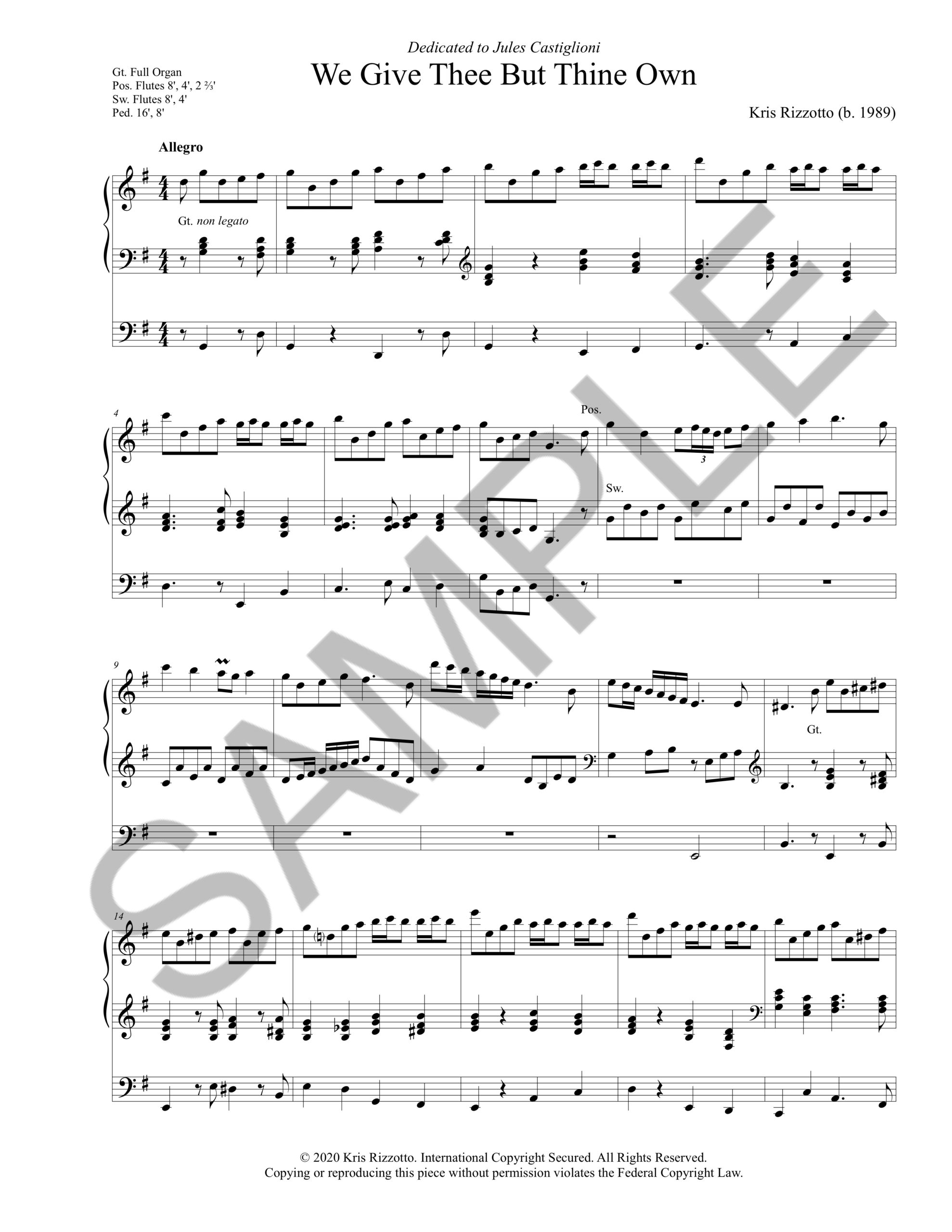 We Give Thee But Thine Own