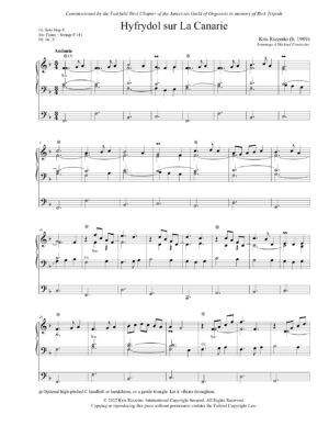 Kris Rizzotto – Hyfrydol sur La Canarie for organ