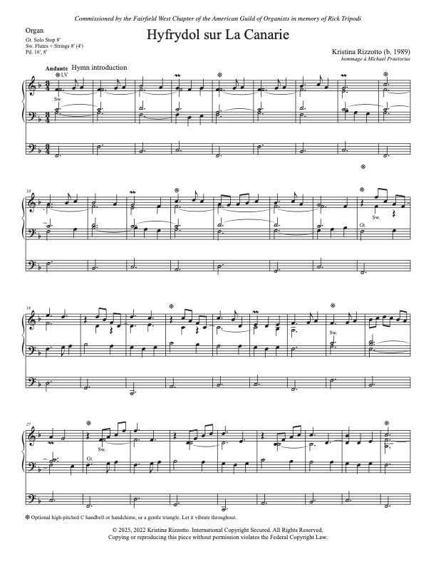 Hyfrydol sur La Canarie for Strings and Organ - Image 3